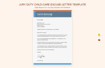 Jury Duty Child Care Excuse Letter Template product preview thumbnail