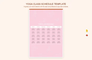 Yoga Class Schedule Template product preview thumbnail