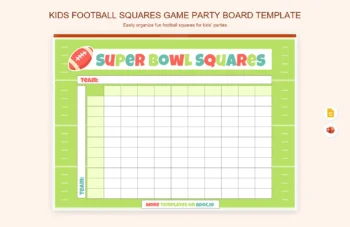 Kids Football Squares Game Party Board Template product preview thumbnail
