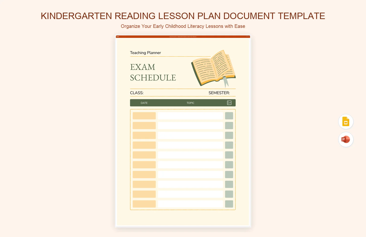 Kindergarten Reading Lesson Plan Document Template product preview thumbnail