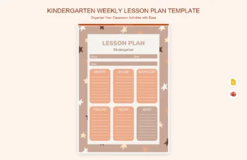 Kindergarten Weekly Lesson Plan Template product preview thumbnail