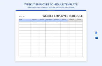 Weekly Employee Schedule Template product preview thumbnail