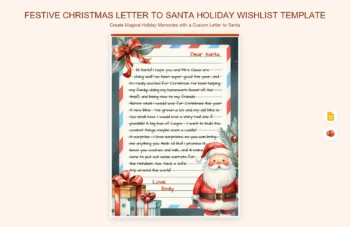 Festive Christmas Letter To Santa Holiday Wishlist Template product preview thumbnail