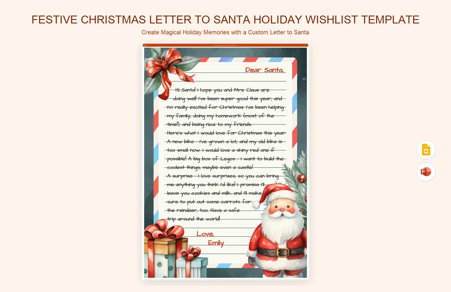 Festive Christmas Letter To Santa Holiday Wishlist Template product preview thumbnail