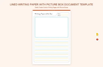Lined Writing Paper With Picture Box Document Template product preview thumbnail
