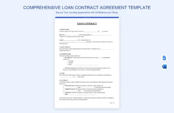 Comprehensive Loan Contract Agreement Template product preview thumbnail