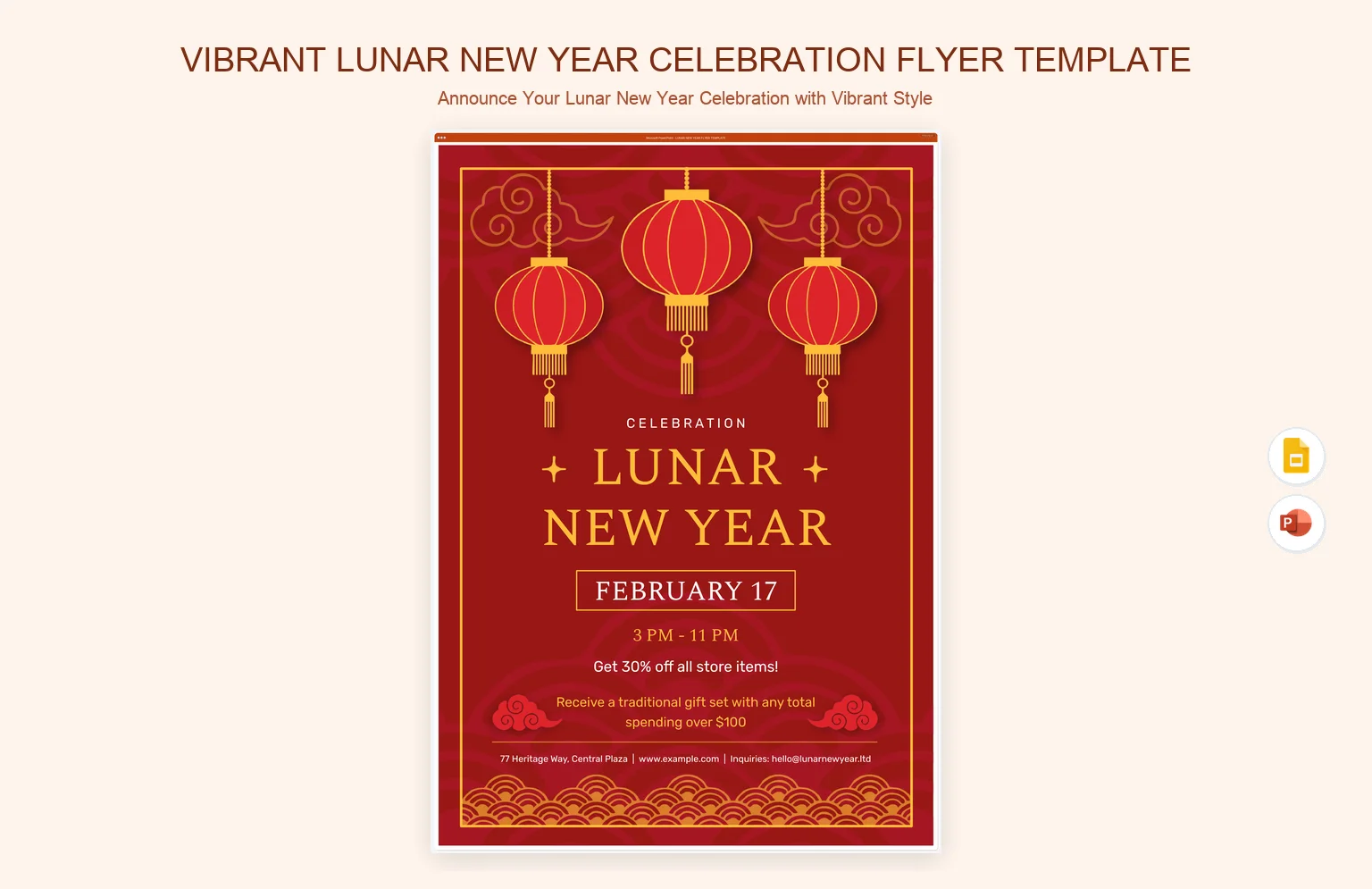 Vibrant Lunar New Year Celebration Flyer Template product preview thumbnail