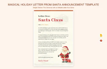 Magical Holiday Letter From Santa Announcement Template product preview thumbnail