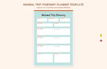 Minimal Trip Itinerary Planner Template product preview thumbnail