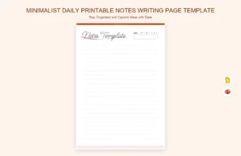 Minimalist Daily Printable Notes Writing Page Template product preview thumbnail