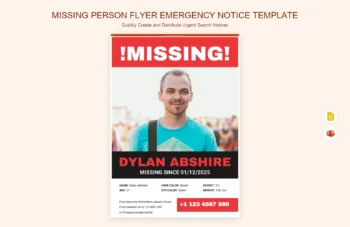 Missing Person Flyer Emergency Notice Template product preview thumbnail