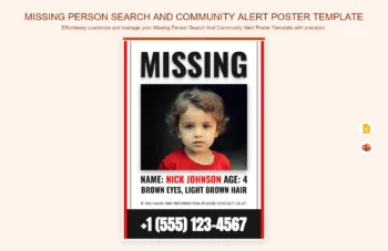 Missing Person Search And Community Alert Poster Template product preview thumbnail
