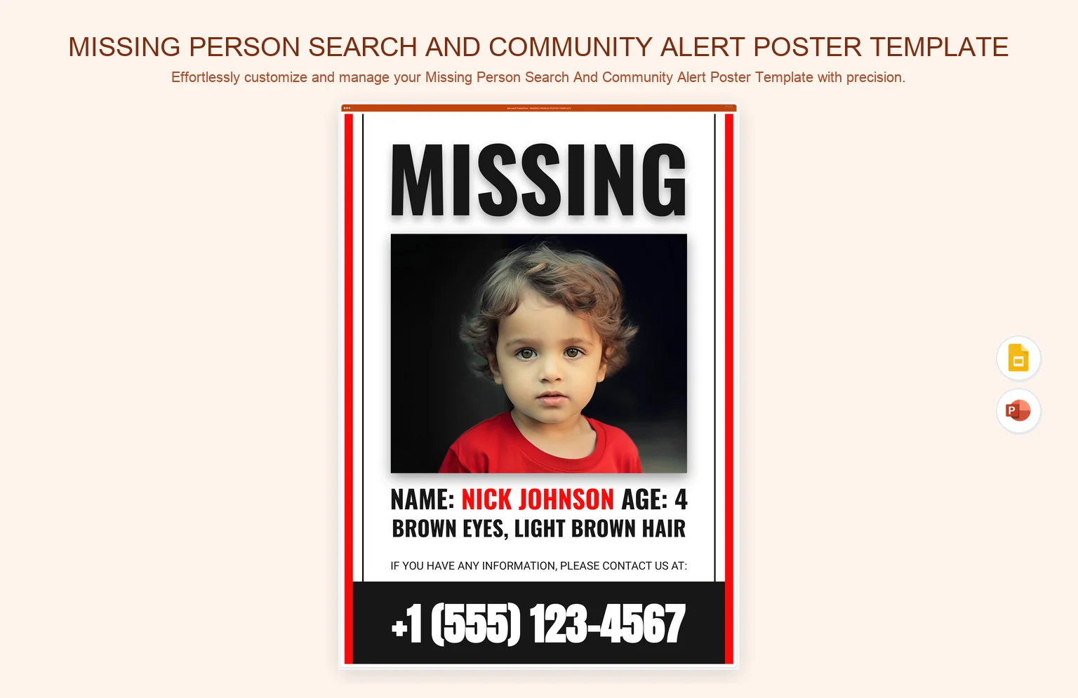 Missing Person Search And Community Alert Poster Template product preview thumbnail