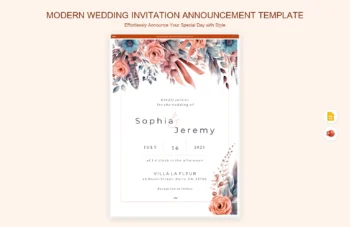 Modern Wedding Invitation Announcement Template product preview thumbnail