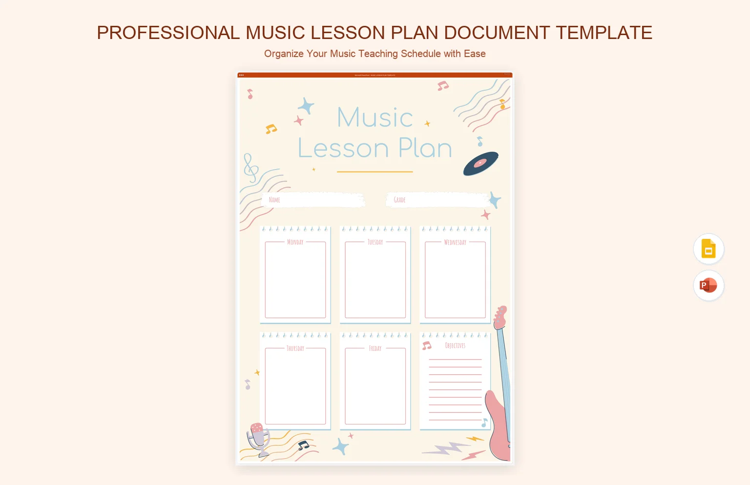 Professional Music Lesson Plan Document Template product preview thumbnail