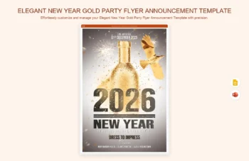 Elegant New Year Gold Party Flyer Announcement Template product preview thumbnail