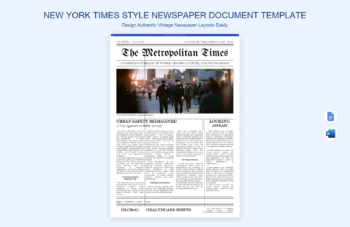 New York Times Style Newspaper Document Template product preview thumbnail