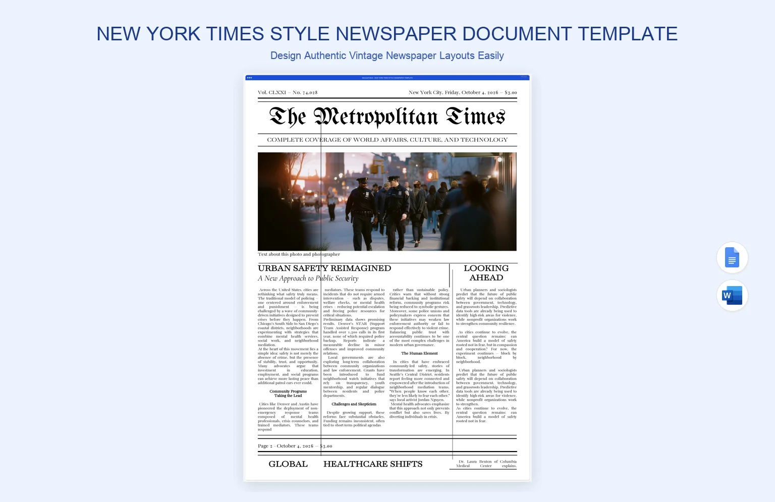 New York Times Style Newspaper Document Template product preview thumbnail