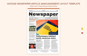 Vintage Newspaper Article Announcement Layout Template product preview thumbnail