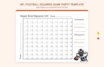 NFL Football Squares Game Party Template product preview thumbnail