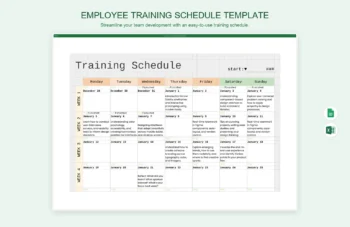 Employee Training Schedule Template product preview thumbnail