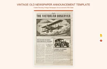 Vintage Old Newspaper Announcement Template product preview thumbnail