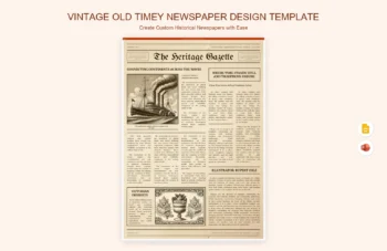 Vintage Old Timey Newspaper Design Template product preview thumbnail