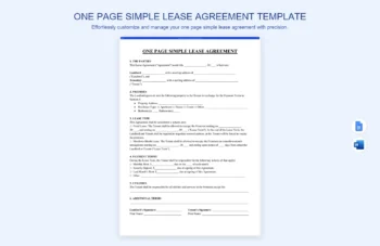 One Page Simple Lease Agreement Template product preview thumbnail