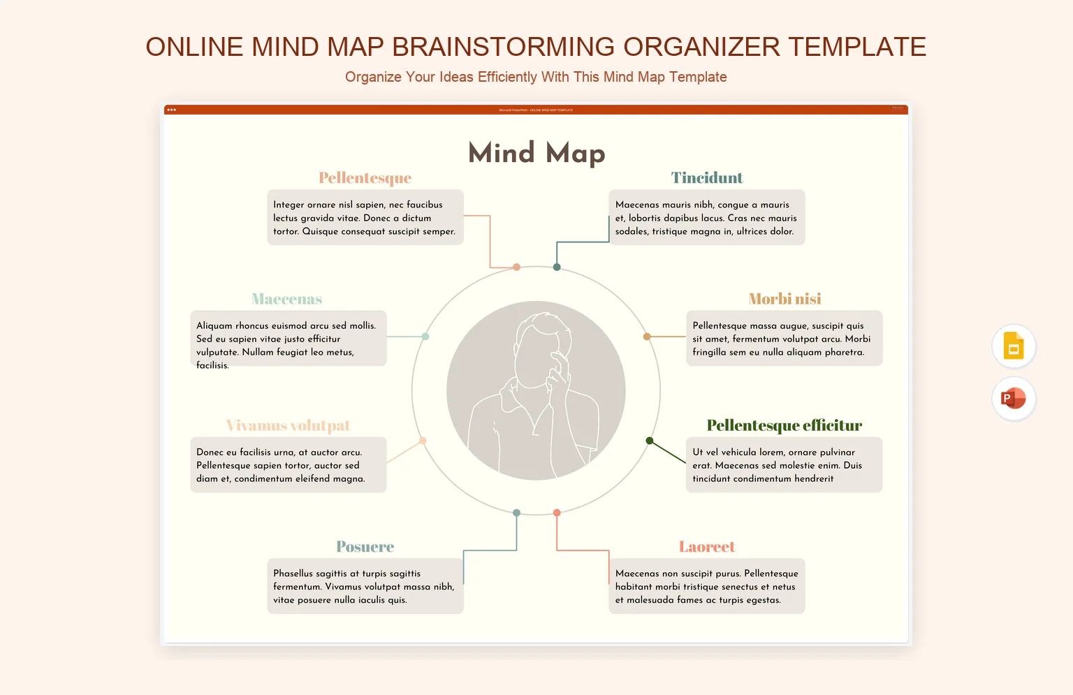 Online Mind Map Brainstorming Organizer Template product preview thumbnail