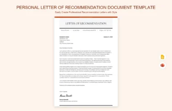 Personal Letter Of Recommendation Document Template product preview thumbnail