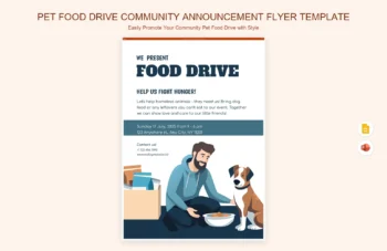 Pet Food Drive Community Announcement Flyer Template product preview thumbnail