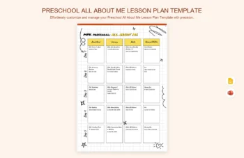Preschool All About Me Lesson Plan Template product preview thumbnail