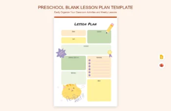 Preschool Blank Lesson Plan Template product preview thumbnail