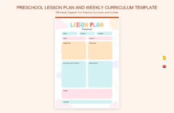 Preschool Lesson Plan and Weekly Curriculum Template product preview thumbnail