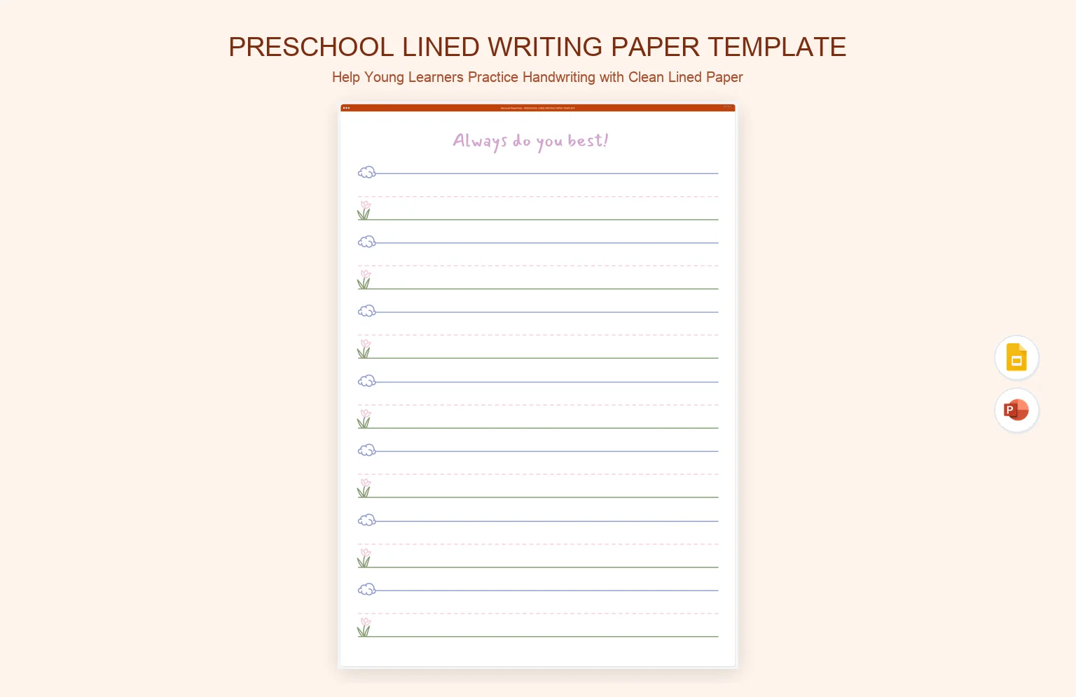 Preschool Lined Writing Paper Template product preview thumbnail