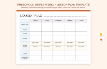 Weekly Lesson Plan for Educators Template product preview thumbnail