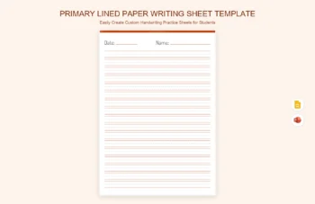 Primary Lined Paper Writing Sheet Template product preview thumbnail