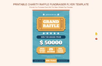 Printable Charity Raffle Fundraiser Flyer Template product preview thumbnail