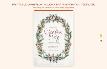 Printable Christmas Holiday Party Invitation Template product preview thumbnail
