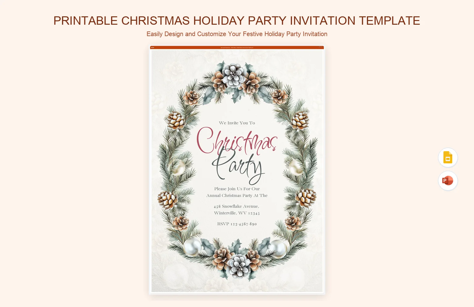 Printable Christmas Holiday Party Invitation Template