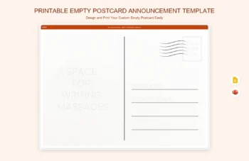 Printable Empty Postcard Announcement Template product preview thumbnail