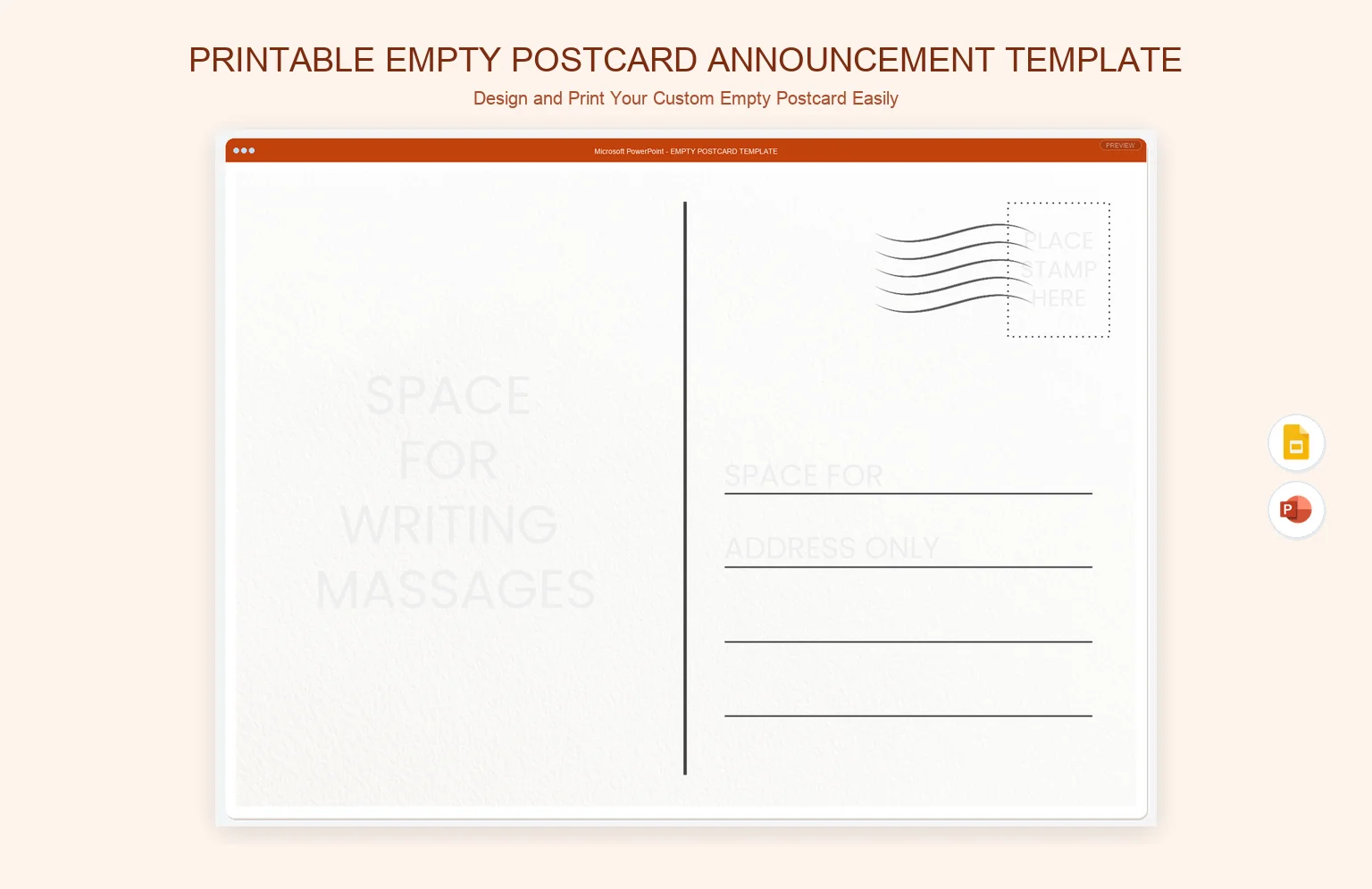Printable Empty Postcard Announcement Template product preview thumbnail