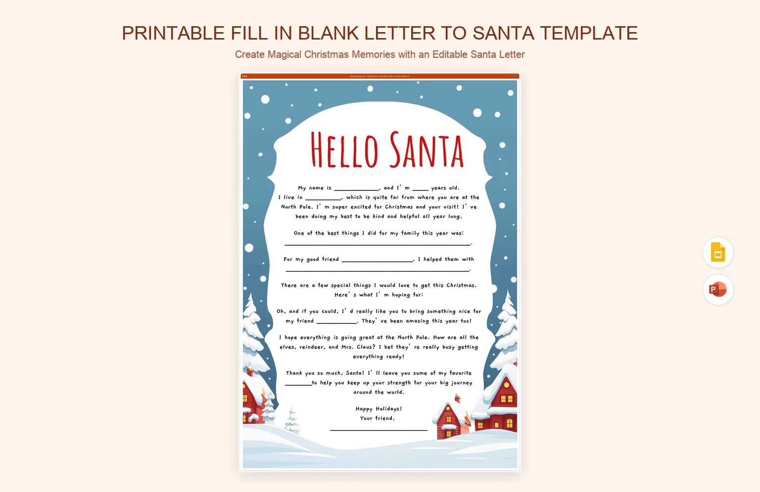 Printable Fill In Blank Letter To Santa Template product preview thumbnail