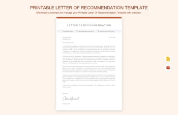 Printable Letter Of Recommendation Template product preview thumbnail