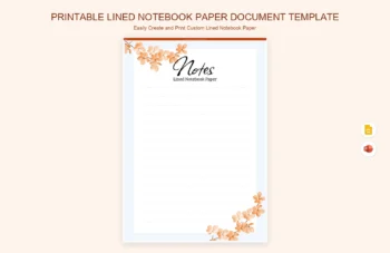 Printable Lined Notebook Paper Document Template product preview thumbnail