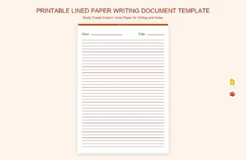 Printable Lined Paper Writing Document Template product preview thumbnail