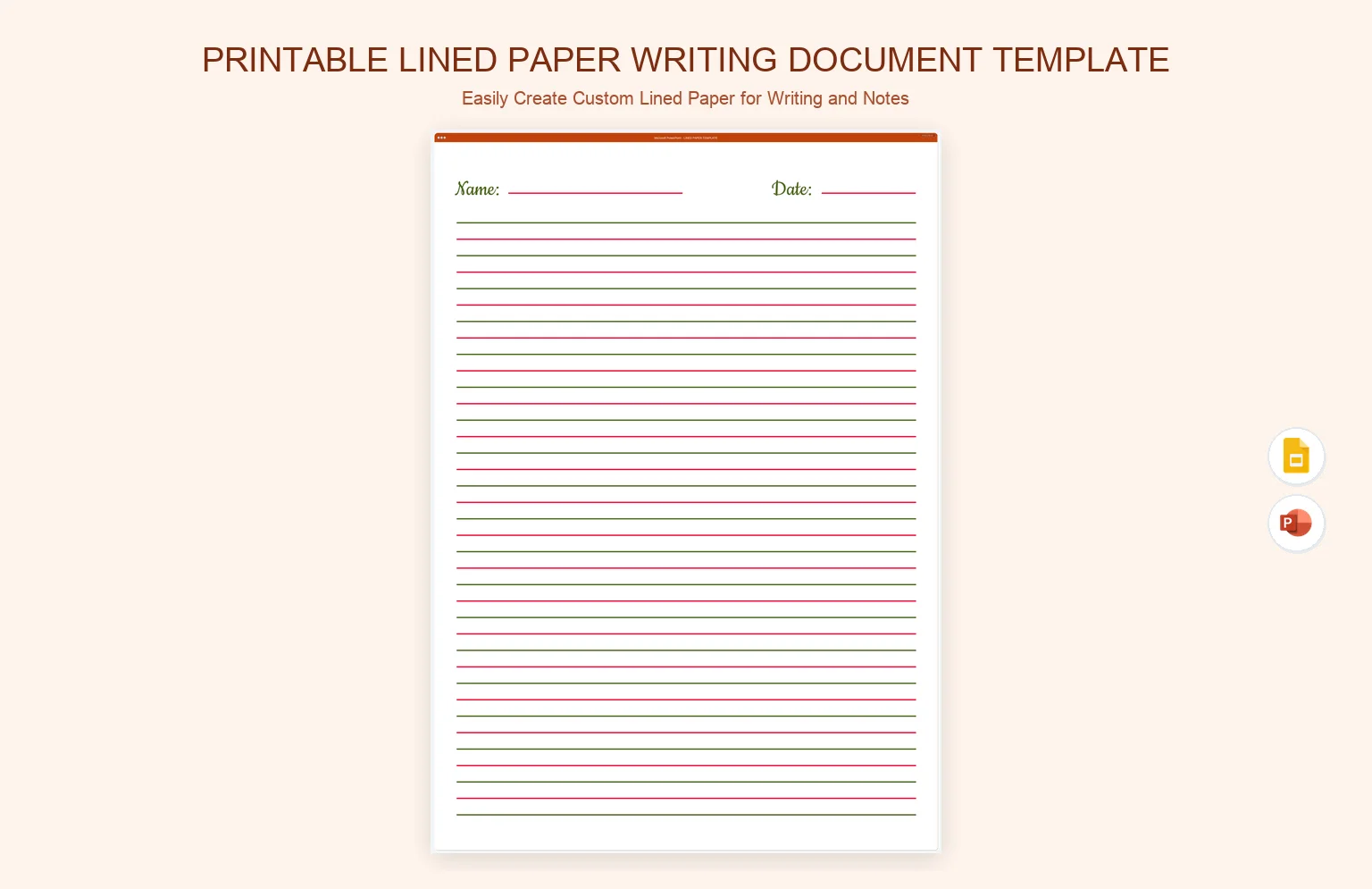 Printable Lined Paper Writing Document Template product preview thumbnail