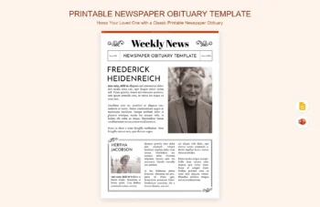 Printable Newspaper Obituary Template product preview thumbnail