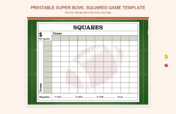 Printable Super Bowl Squares Game Template product preview thumbnail