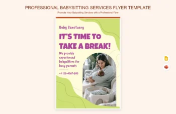 Professional Babysitting Services Flyer Template product preview thumbnail